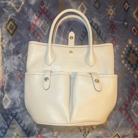 Dooney & Bourke Florentine Leather Satchel Bucket Handbag Purse Tote Ecru White - Picture 6 of 11